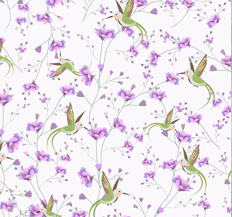 Färgglada kolibri grå djur tapeter - Tenstickers