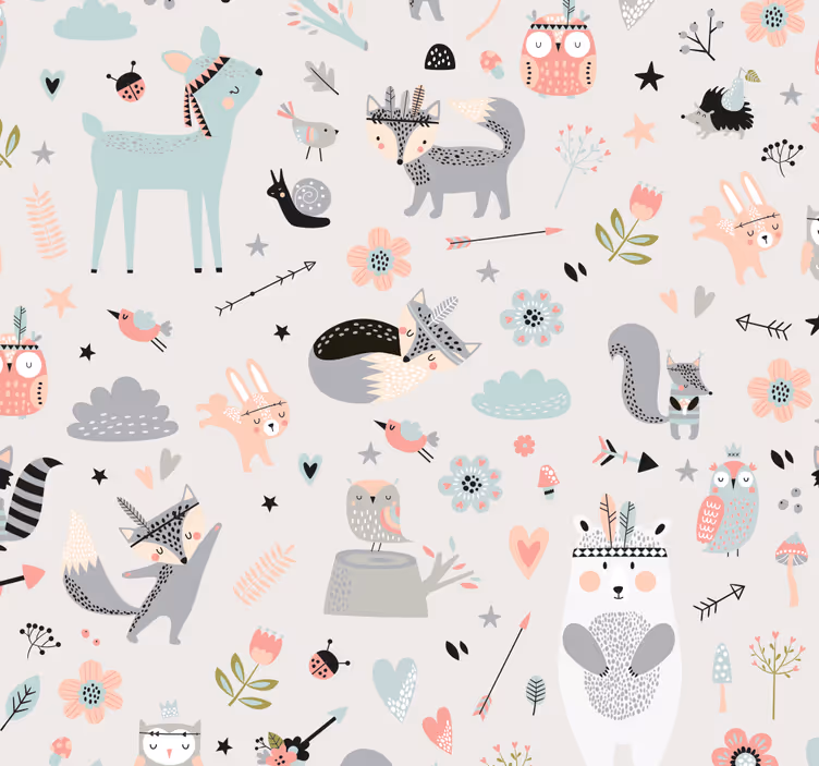 Nordisk stil skog tema barn tapeter - Tenstickers