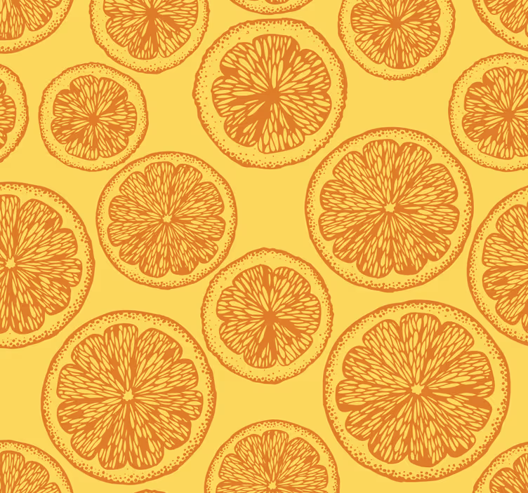 Orange hand rita mönster citrus tapet - Tenstickers