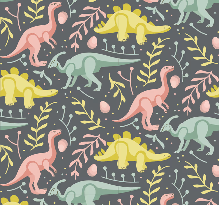Grön och grå dinosaurier barn tapeter - Tenstickers