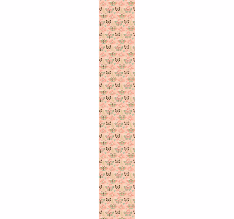 Rosa fjäril blommig tapet - Tenstickers