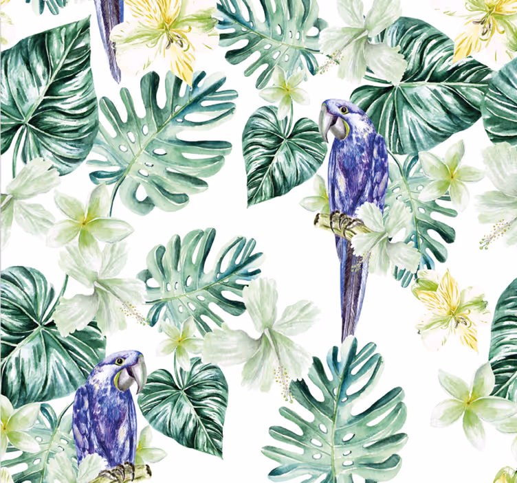 Tropisk papegojflora Tapet papegojor - Tenstickers
