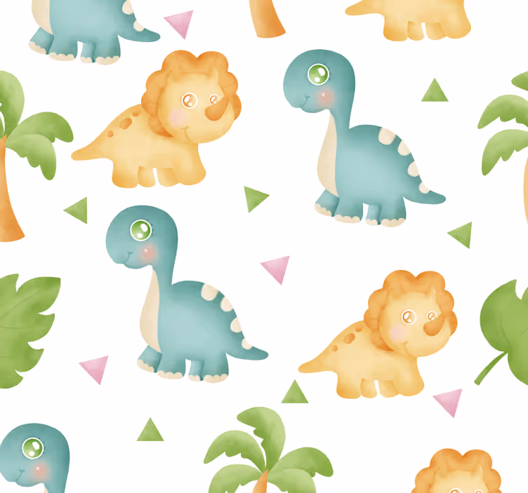 Olika dinosaurier och buskar barn tapet - Tenstickers