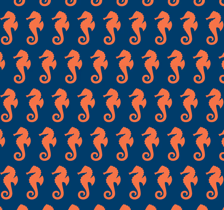 Orange havet häst mönster havet liv tapet - Tenstickers