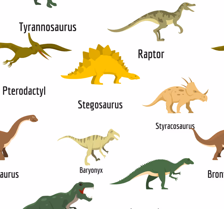 Realistiska dinosaurier med namn barn tapeter - Tenstickers