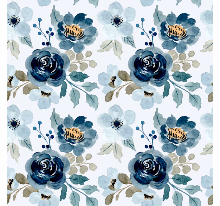 Blommor blå vintage tapet blommor tapet - Tenstickers