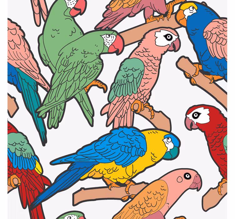 Papegojensemble Tapet papegojor - Tenstickers
