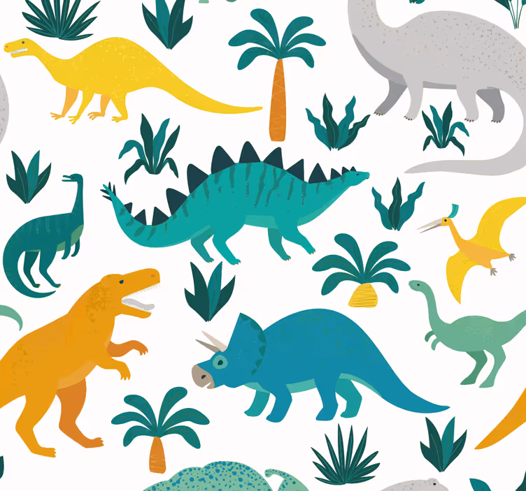 Dinosaurier med träd barn tapeter - Tenstickers