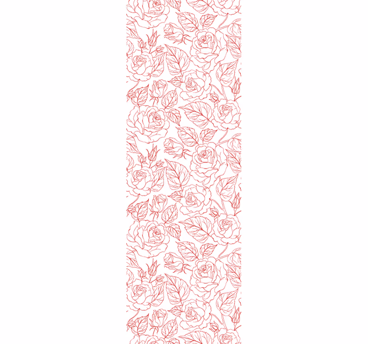 Röd silhuett rosor blomma tapet - Tenstickers