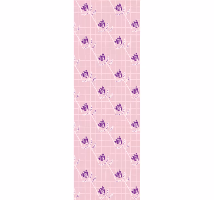Lila blommformar i fyrkantig blommatapet - Tenstickers