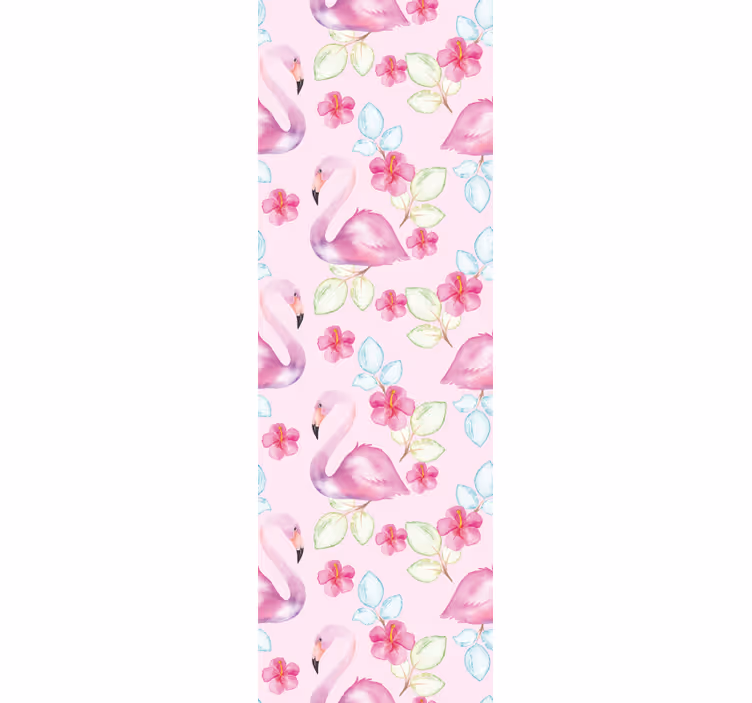 Flamingor med blommor djur tapeter - Tenstickers