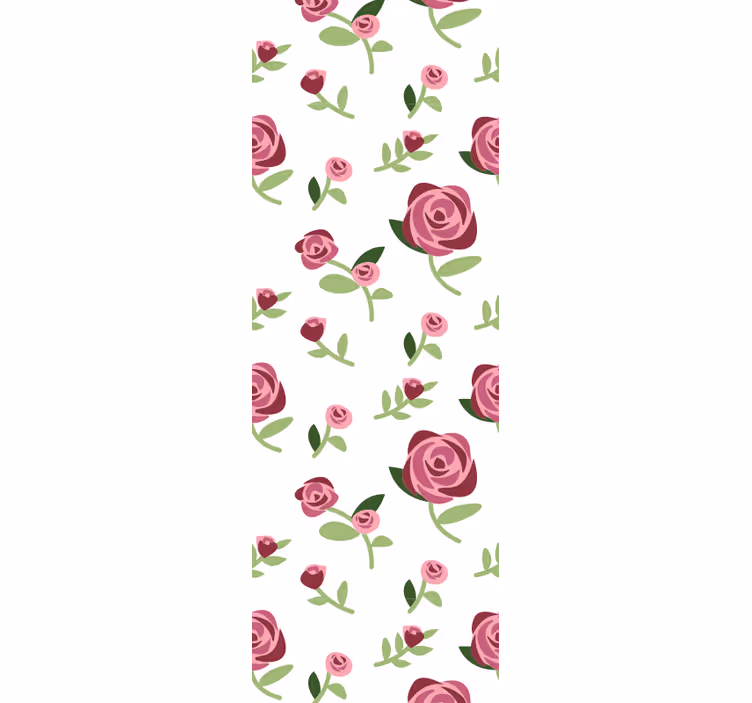 Rosa blommor på gröna grenar blommatapet - Tenstickers