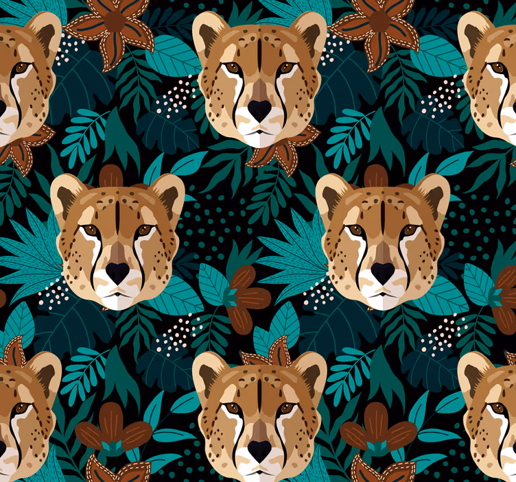 Leopard i tropiska blommor djur tapeter - Tenstickers