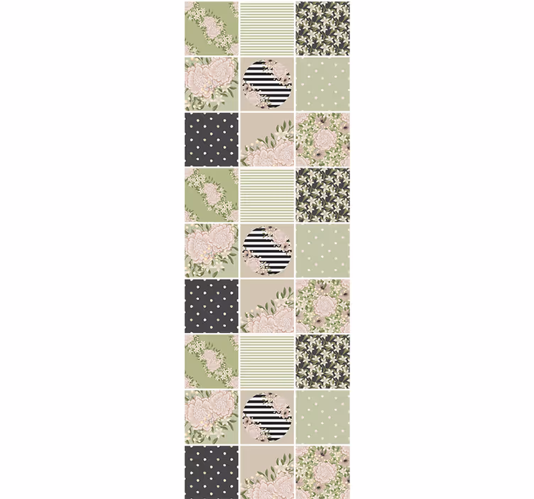 Tapet blommig blommigt lapptäckedesign - Tenstickers