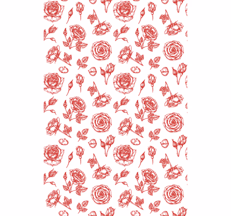 Skissade blommönster Tapet blommor - Tenstickers