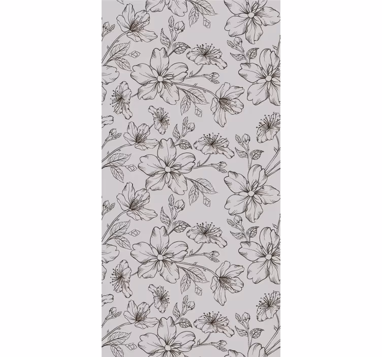 Ritade svarta blommor tapeter - Tenstickers
