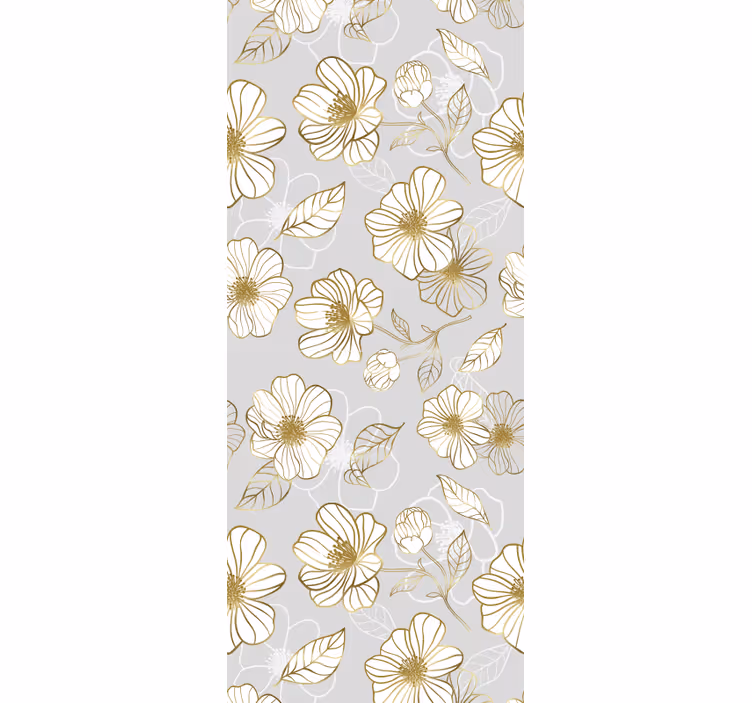 Guld blommönster Tapet blommig - Tenstickers