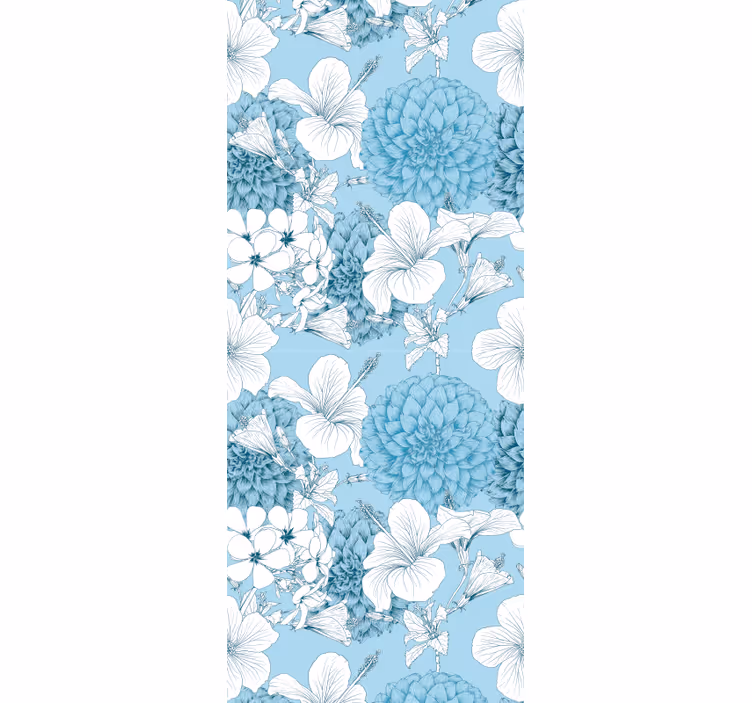 Blommig skiss motiv Tapet blommor - Tenstickers