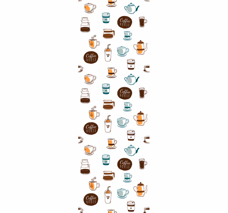 Kaffe motiv illustration tapet kök - Tenstickers