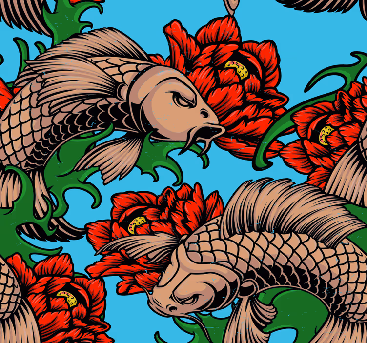 Japansk koi fisk djur tapet - Tenstickers