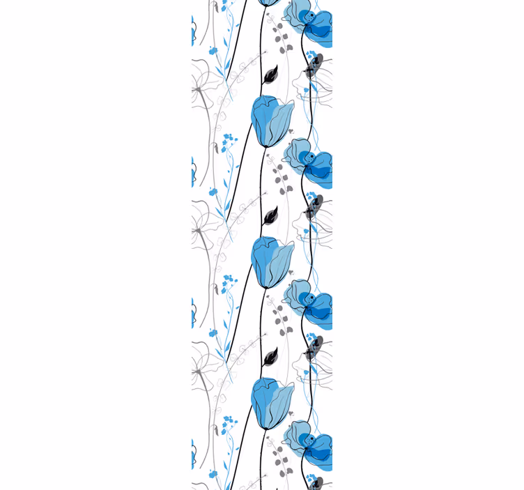 Blå blommig elegans Tapet blommor - Tenstickers