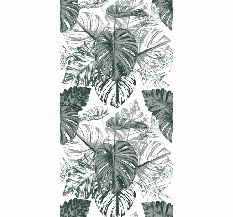 Abstrakt monstera lämnar blomma tapet - Tenstickers