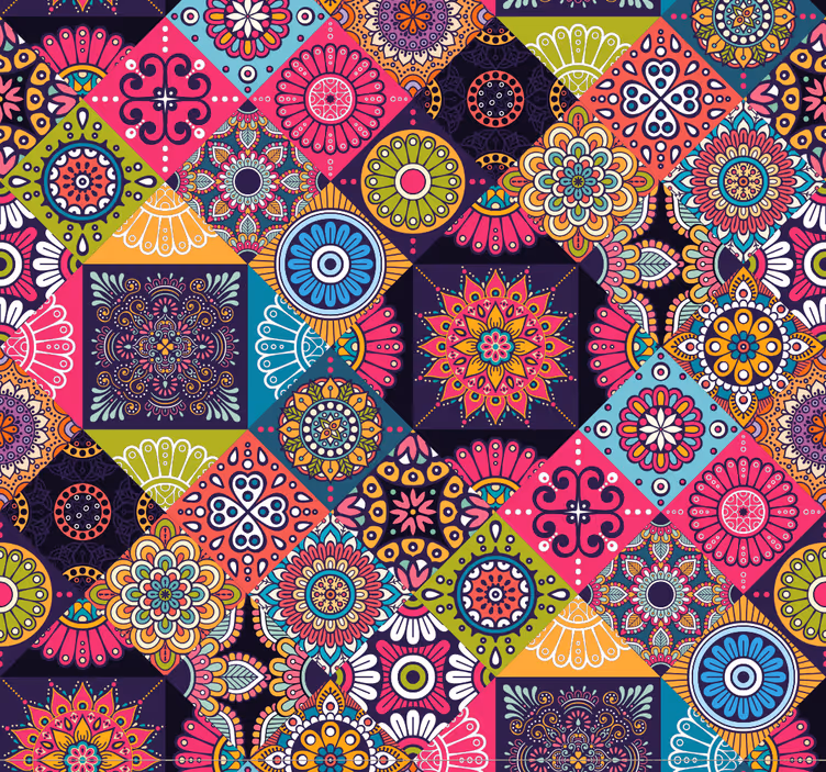 Mörk mandala kakel tapet - Tenstickers