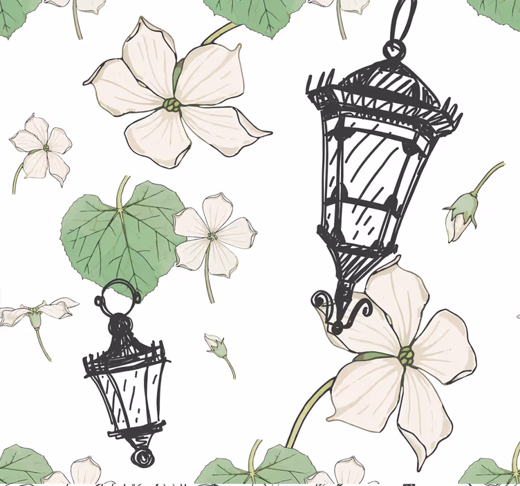Botaniska lykta mönster Tapet prydnadsföremål - Tenstickers