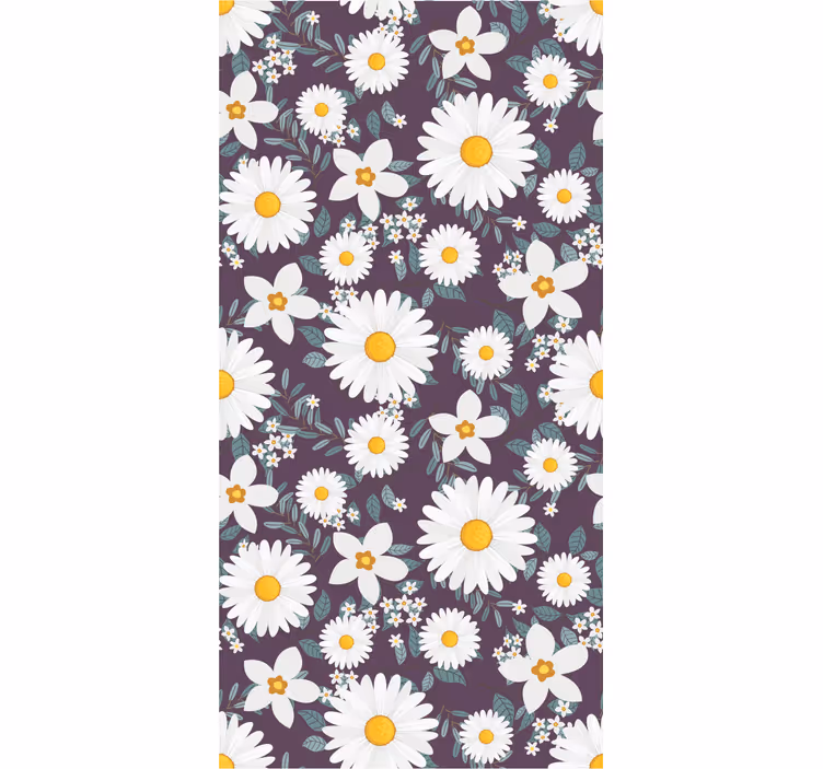 Daisy blommönster Tapet blommor - Tenstickers