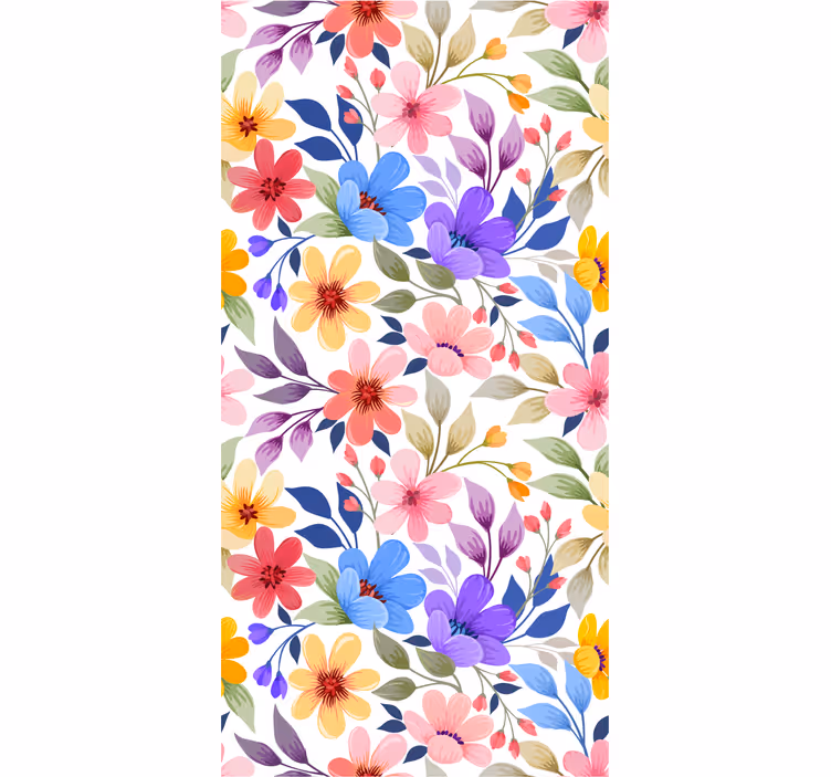 Blommande färgglada blommönster tapeter - Tenstickers