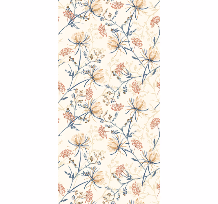 Botanisk blommig vintage stil tapet - Tenstickers