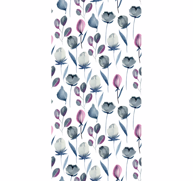 Elegant indigo blå blommönster tapet - Tenstickers