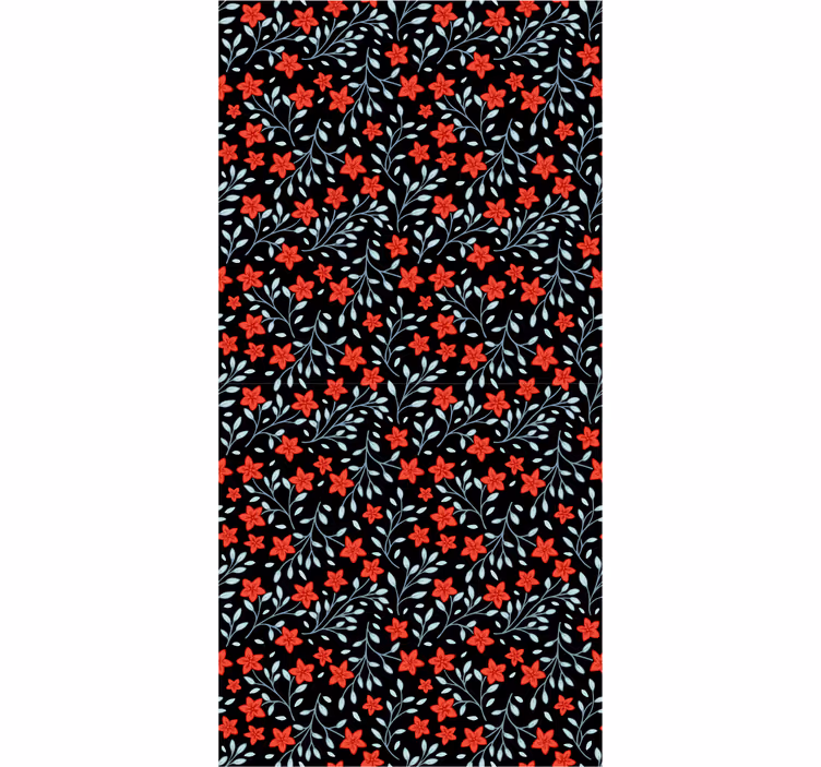 Röd och svart blommönster tapet - Tenstickers