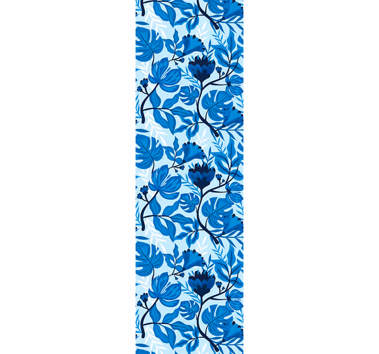 Exhotic blå blomma tapet - Tenstickers