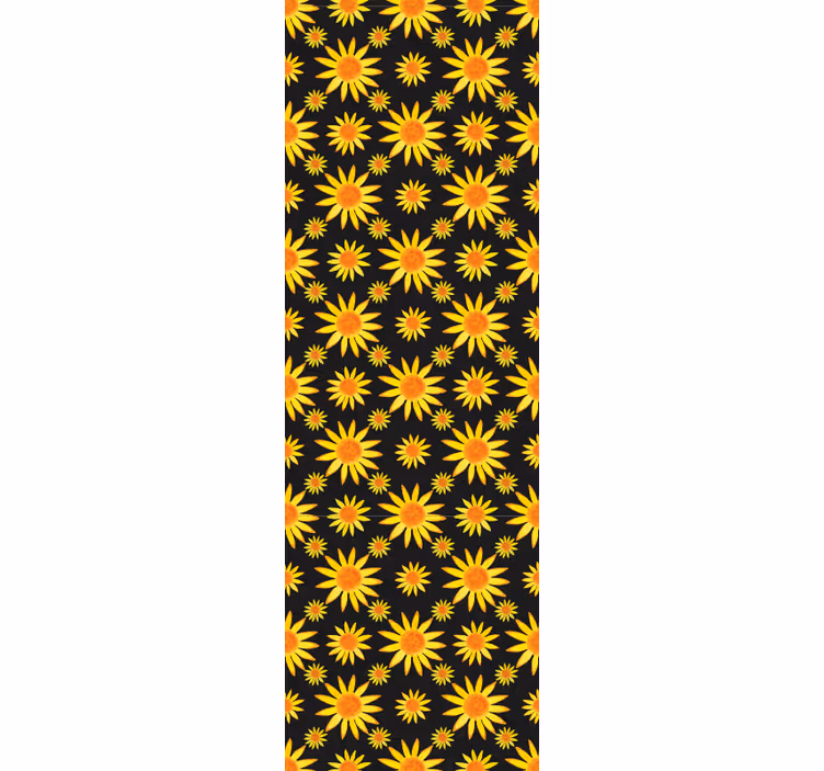 Solros svart bakgrund blomma tapet - Tenstickers
