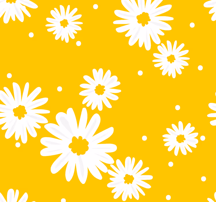 Tusenskönablommor på gul blommatapet - Tenstickers