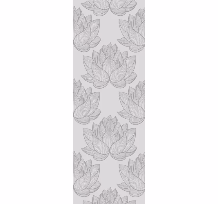 Grå blommig tapet för lotusblomma - Tenstickers