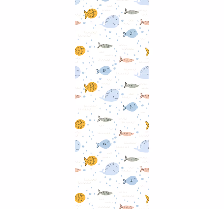 Tecknad flerfärgad fisk modern tapet - Tenstickers