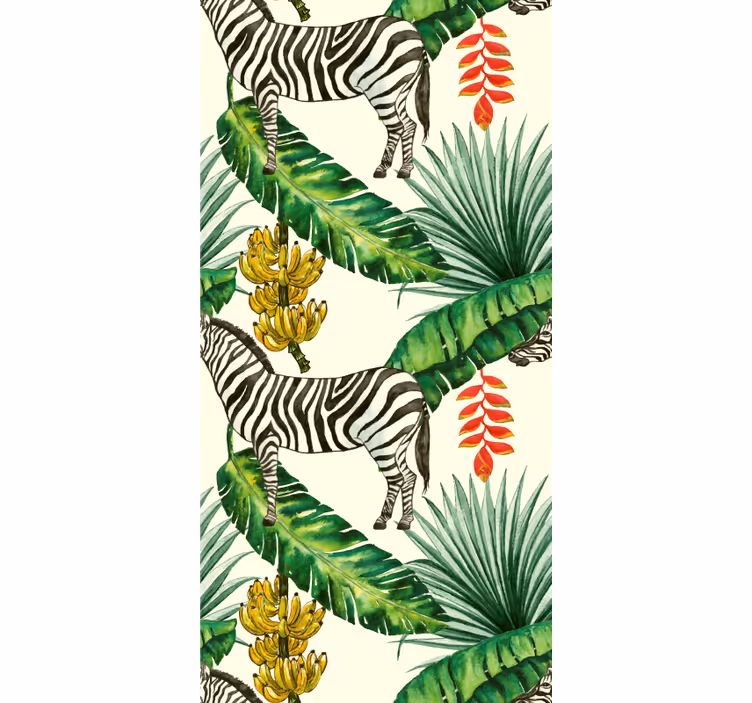 Zebra och tropiska blad modern tapet - Tenstickers
