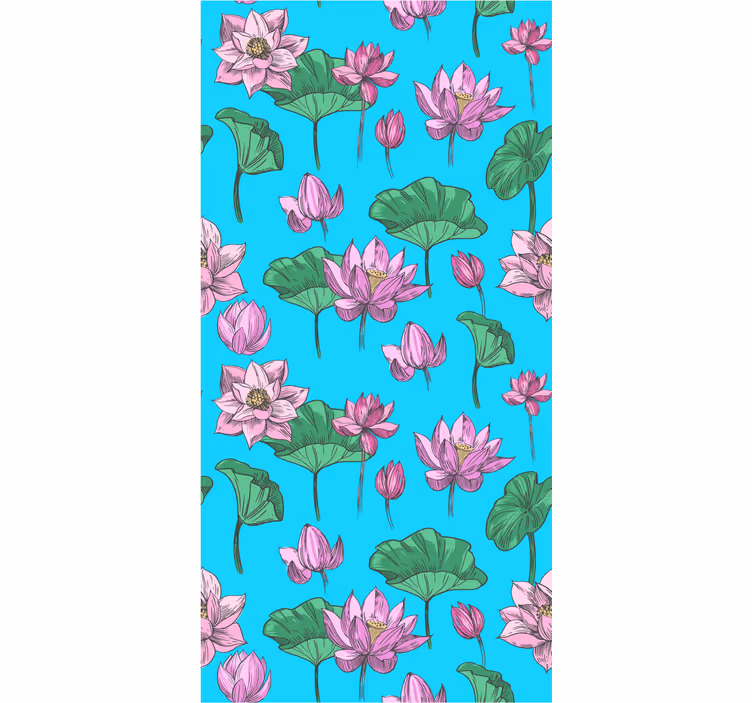 Levande lotusblommönster blommatapet - Tenstickers
