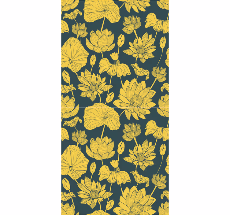 Gul blommande lotusblommatapet - Tenstickers