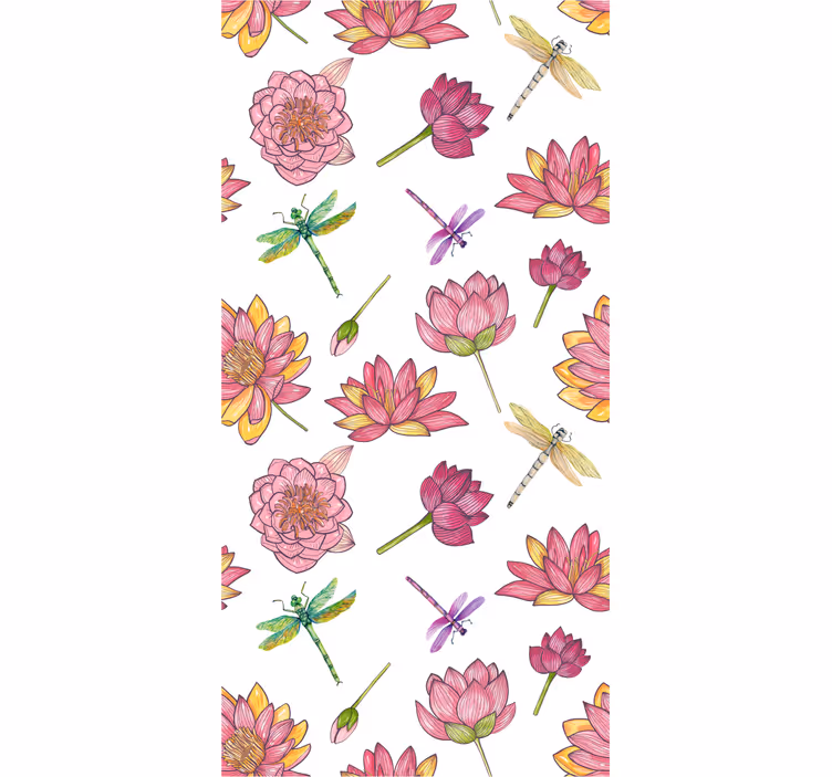Lotusblommor och sländor blommor tapeter - Tenstickers
