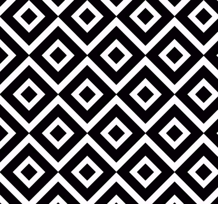Svartvit geometrisk fyrkantig tapet - Tenstickers