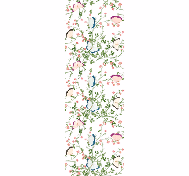 Botanisk fjäril Tapet blommig - Tenstickers