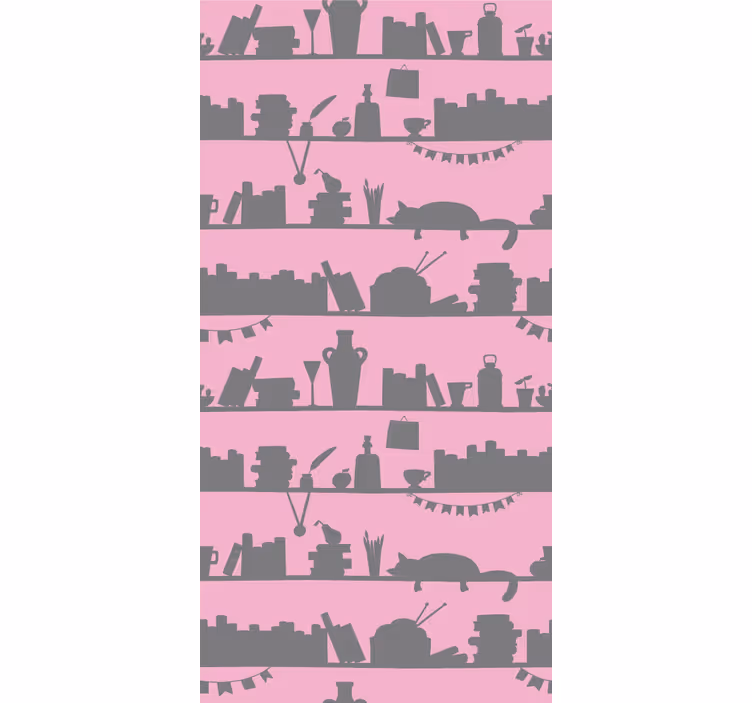 Rosa och grå bokhylla modern tapet - Tenstickers