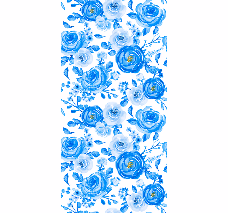Nordisk stil blå blommor natur tapet - Tenstickers