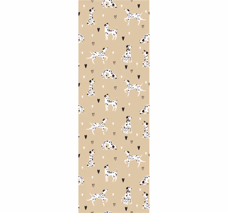 Beige tecknade hundar mönster sovrum tapet - Tenstickers