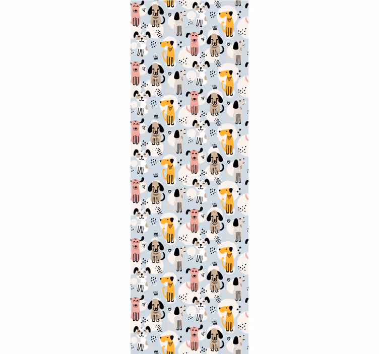 Multicolor hundar på blå sovrum tapet - Tenstickers