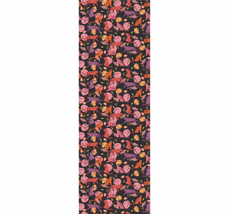 Tropisk botanisk leopard vardagsrum tapeter - Tenstickers