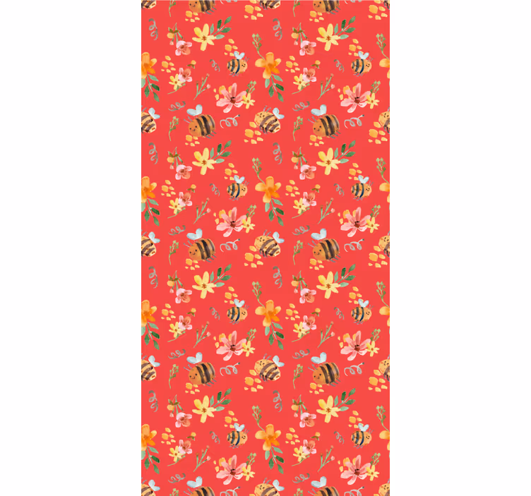 Retro bin och blommor blommiga tapeter - Tenstickers